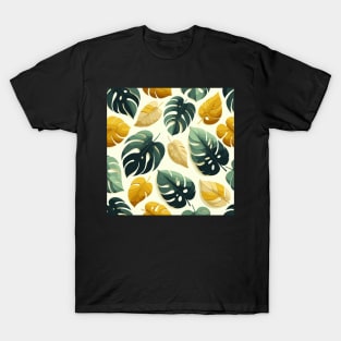 Yellow Green Monstera Tropical Leaves T-Shirt